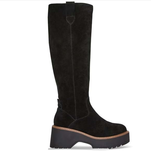 Aqua College Gina Black Suede Leather Boots, Tall Knee High, Size 9.5 M - Picture 1 of 16